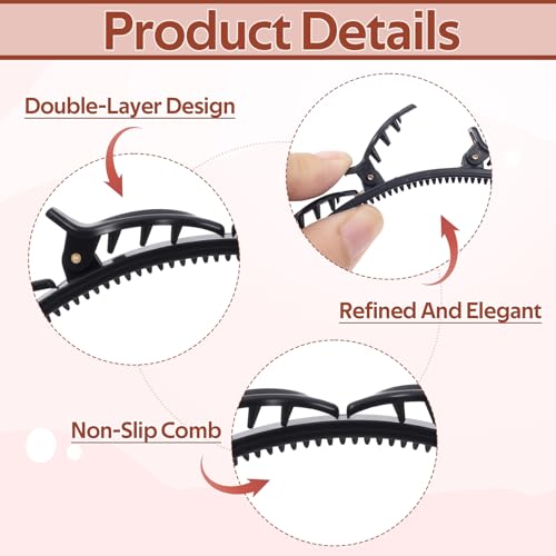2PCS Adjustable Clip Headbands for Women Hair Styling, Braided Design, Black & Brown