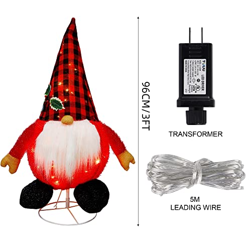 Glintoper Lighted Christmas Decorations, Pre-Lit Pop Up Plush Xmas Gnome with Built-in Lights, Collapsible & Easy-Assembly, Light Up Swedish Tomte Elf for Indoor Outdoor Holiday New Year Winter Decor