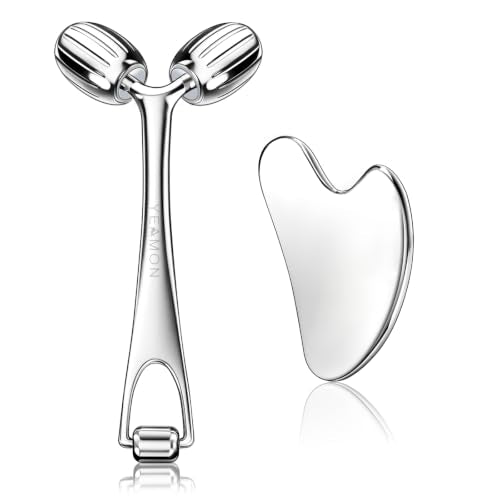 Yeamon Gua Sha Face Roller - Dual Head Stainless Steel Facial Massage Tool