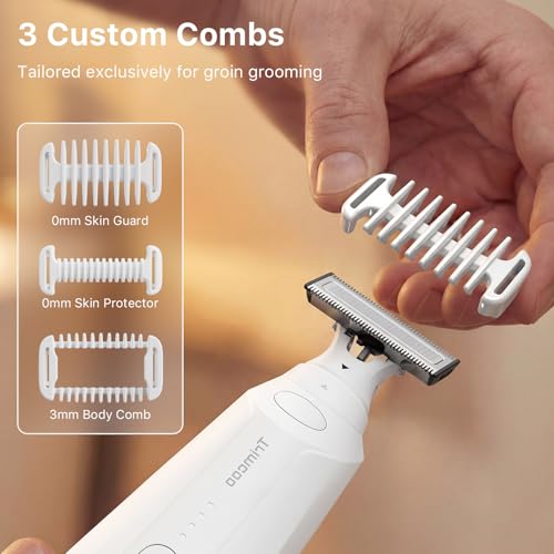 Manscape Body Hair Trimmer H6 One MagBlade Pro for Sensitive Skin, Built-in Dual LED Light, Waterproof Wet/Dry Groomer, USB-C Rechargeable, Full-Body Grooming for Chest and Legs, White
