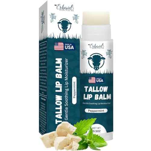 Beef Tallow Lip Balm ? Natural Tallow Beeswax Chapstick ? Hydrating Moisturizer Grass Fed Bison Tallow Balm Lip Care ? Soothes Chapped, Dry Lips, Sensitive Skin ? Long Lasting & Vitamin Rich USA-Made