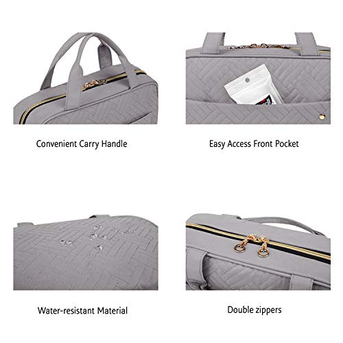 BAGSMART Large Grey Travel Toiletry Bag with Hanging Hook Waterproof Makeup Organizer