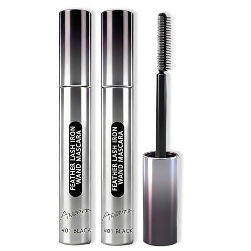 2PCS Iron Wand Mascara, Feather Lash Iron Mascara, Metal Mascara Wand, 3d Curling Eyelash, Added Fiber, Natural Length Slim Volume Building, Long-Lasting Smudge-Proof
