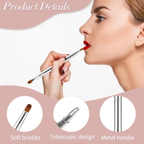 Double-Ended Retractable Lip Brush Set for Lipstick & Gloss - Silver & Green