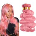 Pink Human Hair Bundles 18-22 Inch Body Wave Extensions FuivJuix Unprocessed Brazilian Virgin Hair