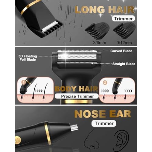 Beard Trimmer for Men,Manscape 3-in-1 Electric Razor Groin Groomer,IPX7 Waterproof Wet/Dry,Versatile Body Hair Trimmer for Ball/Beard/Nose,USB Rechargeable & Nose/Shaves Head,Christmas Gifts for Men