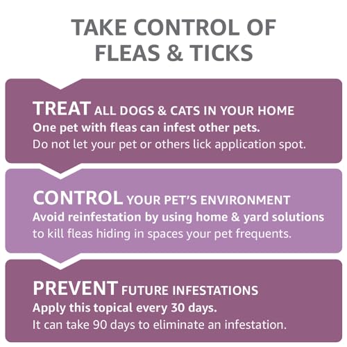 Amazon Basics Flea and Tick Topical Treatment for Large Dogs (45-88 pounds), Unscented, 3 Count (Previously Solimo)