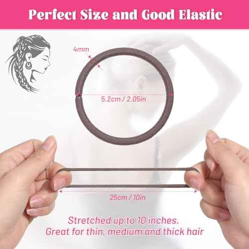 Anezus 200 Pcs Multi-Colored Hair Ties for Thick Hair, Elastics Hair Ties Bulk Hair Bands for Women, Men and Girls(4mm)