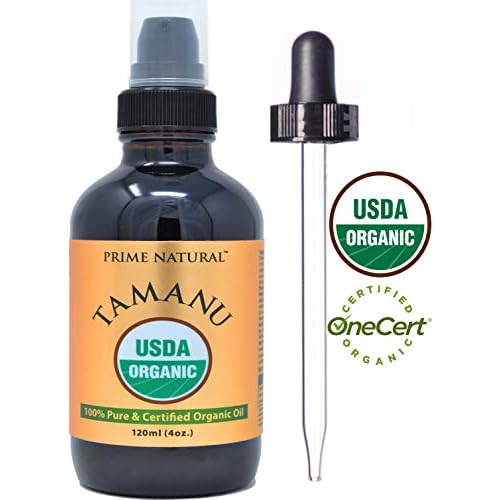 PRIME NATURAL Organic Tamanu Oil - USDA Certified, 100% Pure, Cold Pressed, Unrefined, Virgin (4oz / 120ml) For Face, Hair & Skin Care - Natural Moisturizer