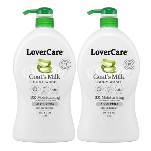 LoverCare Goat's Milk Moisturizing Body Wash Shower Cream Aloe Vera 40.7 Fl.Oz - Pack of 2