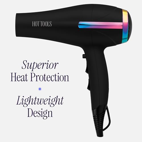 HOT TOOLS Professional Ceramic Rainbow Hair Dryer - Fast Drying Blow Dryer with Quiet Operation and Ion Technology for Long-Lasting and Shinier Hair - 1875 Watts