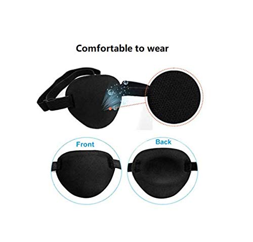 DNHCLL Adults And Kids Black Adjustable Soft and Comfortable Sponge Eye Patch Strabismus Eye Mask With Buckle For Recovery Eye And Cure Children Lazy Eye