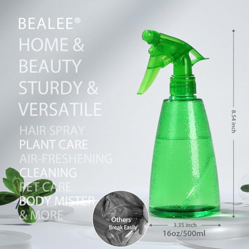 Bealee 16 Oz Spray Bottles 3-Pack, Mist & Stream, Leak-Proof