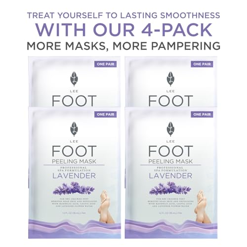 Lee Beauty Exfoliating Foot Peeling Mask for Dry Cracked Feet - 4 Pack
