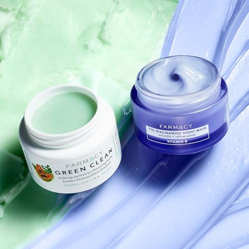 Farmacy Niacinamide Overnight Face Mask - Pore Refining Facial Mask with 10% Niacinamide - Replenishes Moisture Barrier with 3% Panthenol + Blueberry Seed Oil for Soft, Supple Skin (50ml)