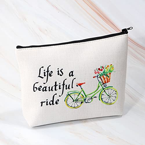 MBMSO Life is a Beautiful Ride Makeup Bag Bicycle Travel Bag Bike Lovers Gifts Cycling Gifts for Cyclists Biker (Life is a Beautiful Ride)