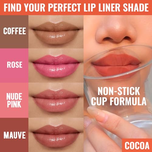 Vevivia 2pcs Lip liner Stain Peel Off,2-in-1 Lip Liner with Tweezer,Lip Stain Waterproof Long Lasting,Non-Fading Peel Off Lip Color,Stay On All Day,Perfect for Gift (Nude+Rose)