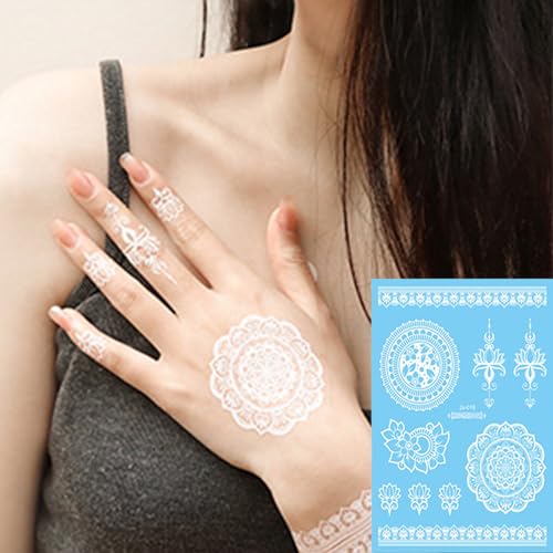 White Lace Temporary Tattoo Stickers - 6 Sheets