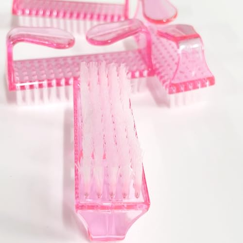 Nail Brush Set for Manicure and Pedicure Cleaning - 4 Pink Handle Brushes