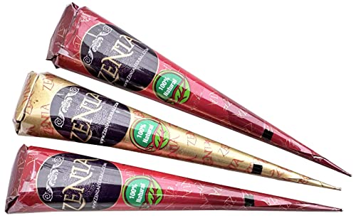 Zenia 6 Pack Natural Henna Hair Color Paste Cones Reddish Brown