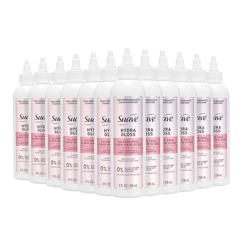 Suave Hydra Gloss 5-Min Hair Gloss, Sulfate-Free Rinse-Off Glaze, 12 Count