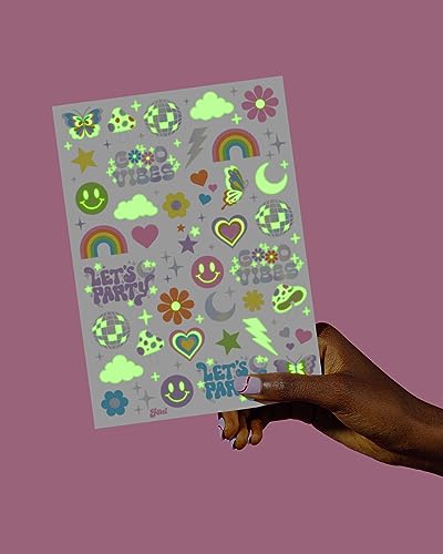 Glow in the Dark Temporary Tattoos for Rave Parties - 82 Iridescent Designs