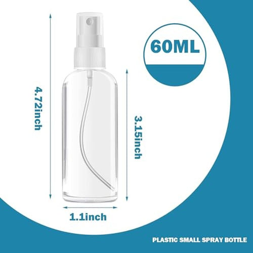100PCS 2oz/60ml Small Spray Bottle, Clear Fine Mist Spray Bottle Mini Empty Hair Spray Bottle, Plastic Refillable Cosmetic Containers for Plants, Cleaning, Misting & Skin Care