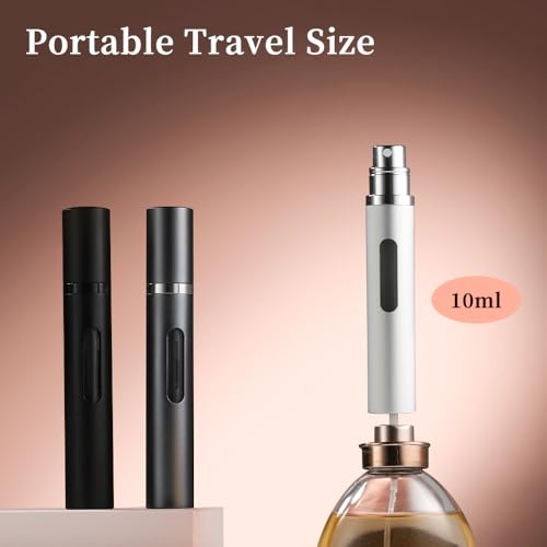 10ml 3pcs Perfume Travel Refillable Bottle,Perfume Atomizer Travel Refillable, Bottom-Filling Fragrances Perfumes Bottle,Mini Cologne Dispenser,Portable Sprayer£¨Black-Grey-Silver£©