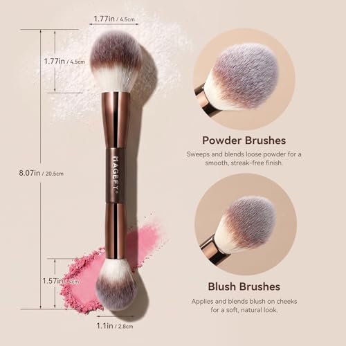 MAGEFY Double-Ended Makeup Brush Set - 4 Brushes Foundation Powder Blush