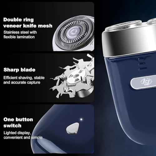Mini Electric Shaver - USB C Fast Charge Portable Small Shavers for Men, Dual Head Pocket Shaver Washable Travel Electric Razor, Powerful Wet and Dry Mini Razor, Easy One Button Use