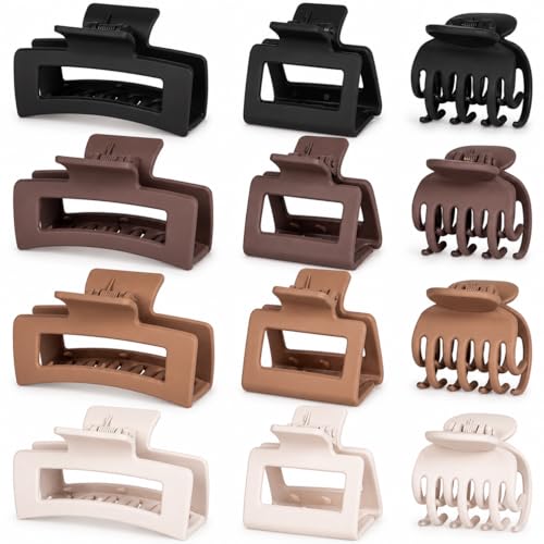 12 Claw Hair Clips Set - Small Medium Large for All Hair Types