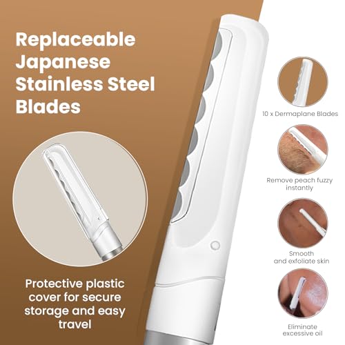 Dermaplaning Tool for Face, 20 Blade Refills, Dermaplane Razor for Face, Hair Remover Blade for Eyebrows and Peach Fuzz, Facial Shaver for Women That Helps Exfoliate and Smooth The Skin