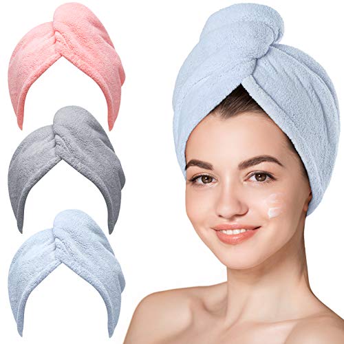 Hicober Microfiber Hair Towel Wrap - Quick-Drying, 3-Pack