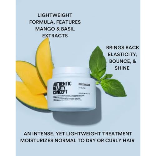 Authentic Beauty Concept Hydrate Mask | Normal To Dry or Curly Hair | Add Moisture & Shine | Vegan & Cruelty-free | Silicone-free
