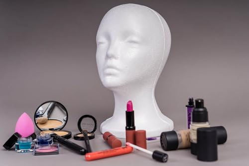 SHANY Female Styrofoam Mannequin Head for Wigs & Hats - 10.5 Inch, Round Base, Model 1