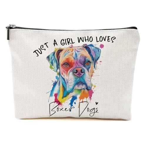 Boxer Dog Gifts Makeup Bag Boxer Dog Lovers Cosmetic Bag Travel Organizer Bags Makeup Pouch, Christmas Birthday Friendship Animal Lovers Gifts for Women Girls Friends