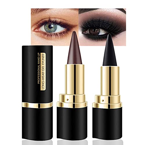 Black Brown Gel Eyeliner Pencil Set - Waterproof Long Wear (2 Pack)