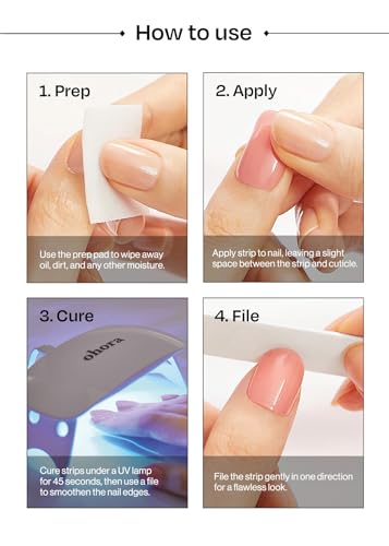 ohora Semi Cured Gel Nail Strips - Vegan, Easy Application, 30 Wraps