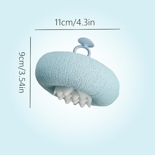 2Pcs Body Scrubber Exfoliator Sunflower Bath Ball, Ultra Soft Sponge Cleaning Brush for Men and Women, Bath Sponge with Handheld Ring (Green+Apricot)