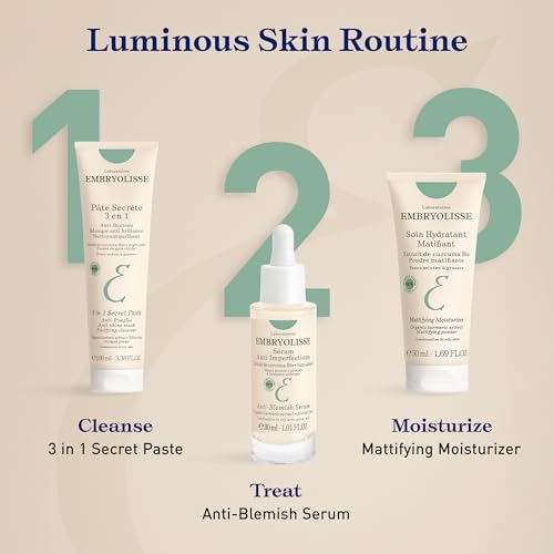 Embryolisse Mattifying Moisturizer, Oil-Control Face Cream with Organic Turmeric Extract. Lightweight Hydration, Non-Comedogenic for Oily & Combination Skin, 1.69 Fl Oz
