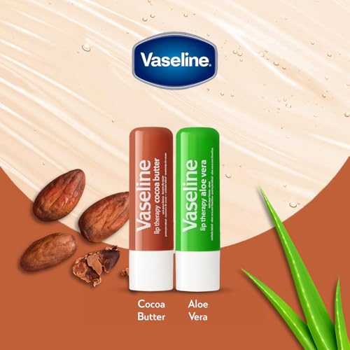 Vaseline Lip Therapy Variety 4-Pack ? Cocoa Butter + Aloe Vera Moisturizing Lip Balm with Vitamin E, 0.16 Oz Ea