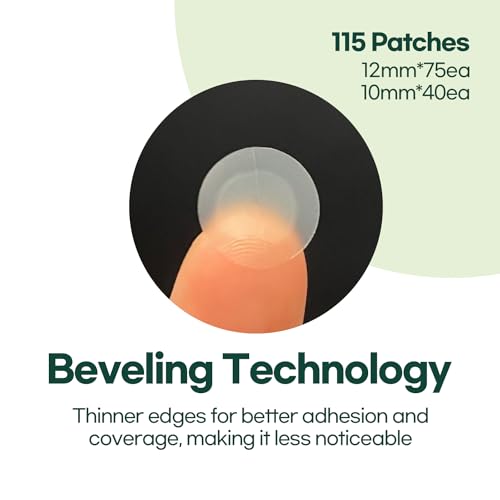 PETITFEE Centella Clearing Spot Patch (115 Count) - Invisible Hydrocolloid Spot Relief Patches for Acne Cover, Blemishes, Pimples, with Tea Tree Oil, Salicylic Acid Spot Patch, Beveling Patch, 2 Size