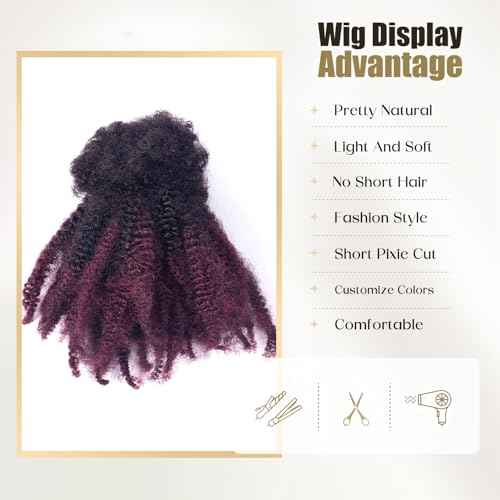 Afro Kinky Bulk Human Hair, 4C, 50g/pack, Braiding Hair for Mini Twists and Sister Locs (#1b/99j 18inch)