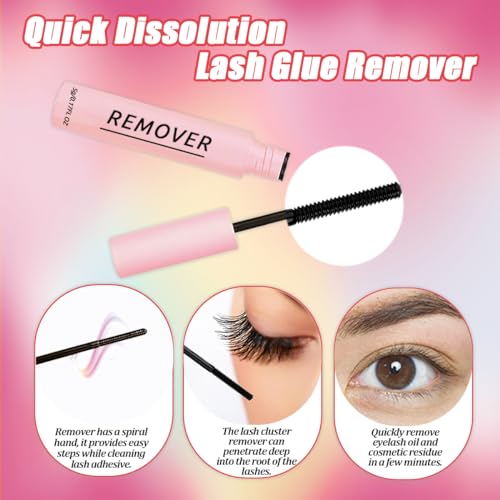 DIY Lash Extension Kit with 280 PCS 9-16mm 40D Lashes Clusters 200ml/6.7fl.oz Lash Cleanser Eyelash Shampoo Mini USB Portable Lash Fan Bond and Seal Remover Eyeliner Eyelid Cleaning Brush