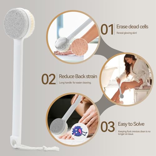 Long Handle 2-in-1 Pumice Stone & Foot Scrub Brush for Callus Removal