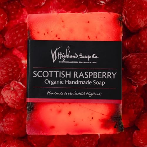 The Highland Soap Company, Handmade Scottish Organic Vegetable Oil Glycerin Soap Bar, Scottish Raspberry, 5.3oz (Pack of 2)
