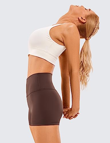 CRZ YOGA Women's Naked Feeling Biker Shorts - 3 Inches High Waisted Yoga Workout Running Spandex Shorts Taupe XX-Small