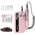Professional Cordless Electric Nail Drill with Rechargeable Battery - Portable Manicure Kit for Acrylic & Gel Nails (Pink)