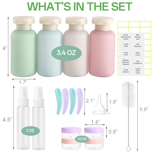 18-Piece Travel Toiletry Kit, Leak Proof Bottles & Containers