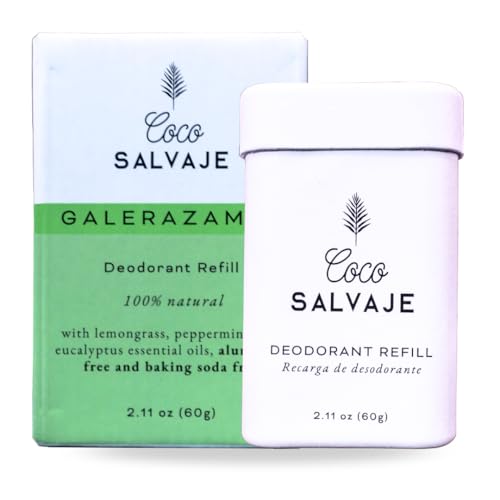 COCO SALVAJE GALERAZAMBA Lemongrass Aluminum-Free Natural Deodorant for Women & Men - Hypoallergenic, Pregnancy Safe, 2.11oz